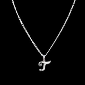 925 sterling silver alphabet letter T pendant necklace‎